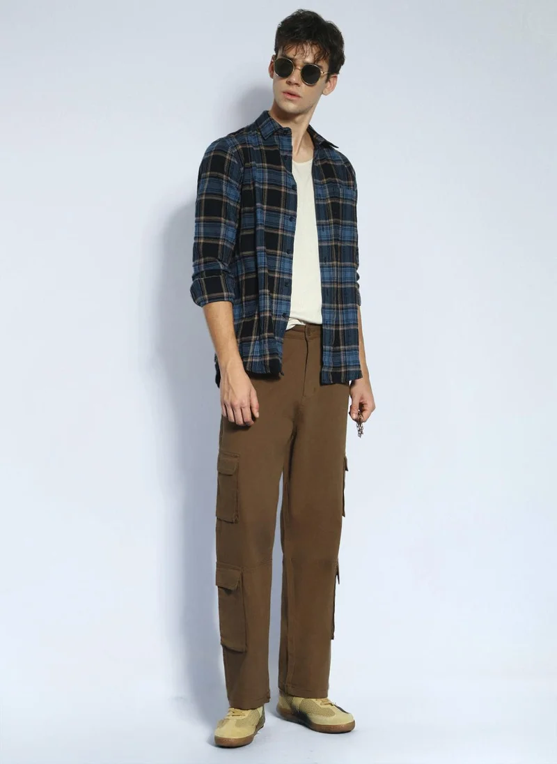 Urbano Fashion  Urbano Fashion Men's Brown Loose Baggy Fit Cargo Chino Pant with 8 Pockets Stretchable for Men | Best Price UAE